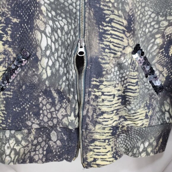 Animale Women's Multicolor Bomber Jacket Animal Print Sequin Size Medium (C-8) - Picture 8 of 15